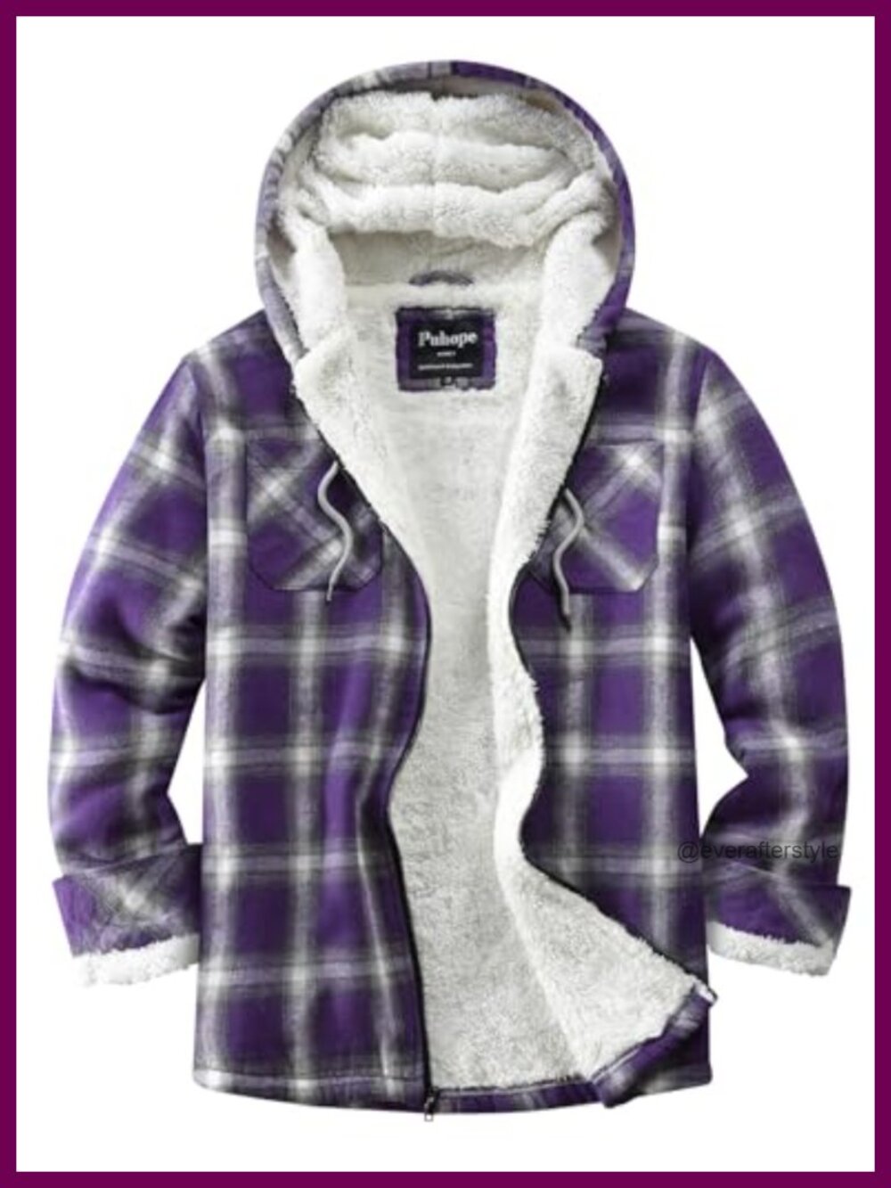 Womens Sherpa Lined Flannel Plaid Fleece Zip Up Hooded Jacket
